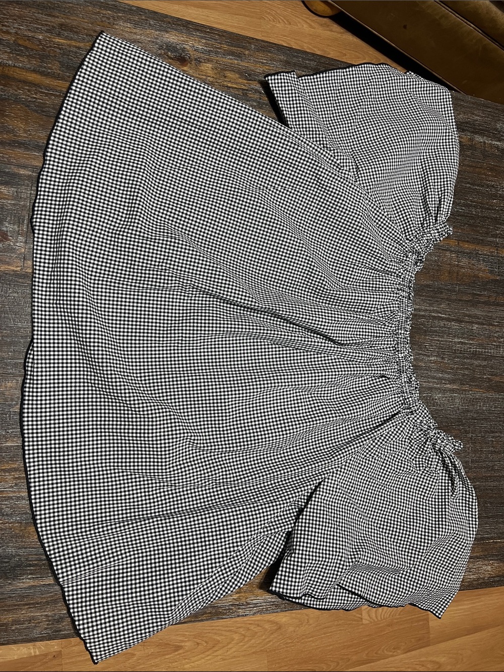 Lane Bryant Black and White Gingham Off-Shoulder Top - Picture 2 of 7